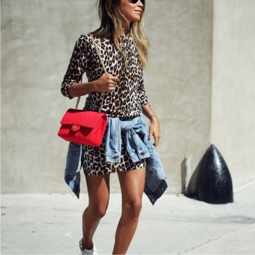 Equipment Leopard Print Sweater Dress